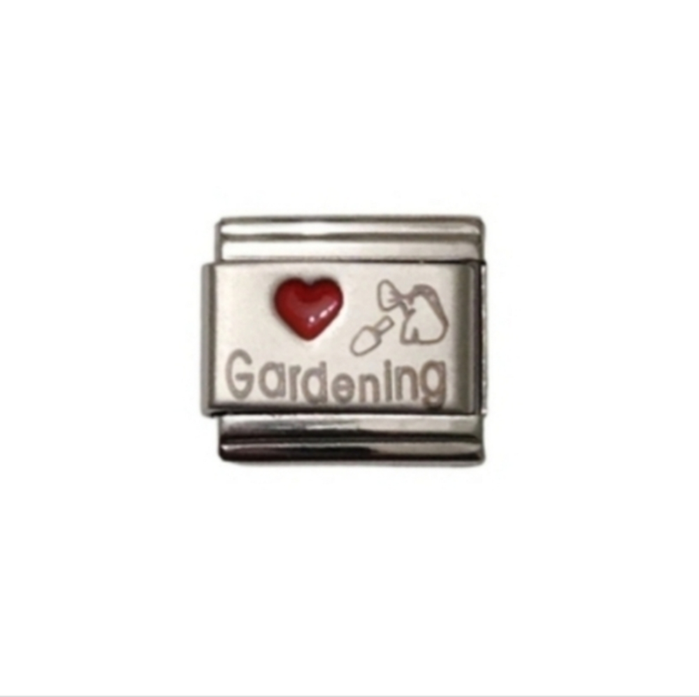Italian Charmlink for Italian Charm Bracelet I‎ ❤️ Gardening 9mm